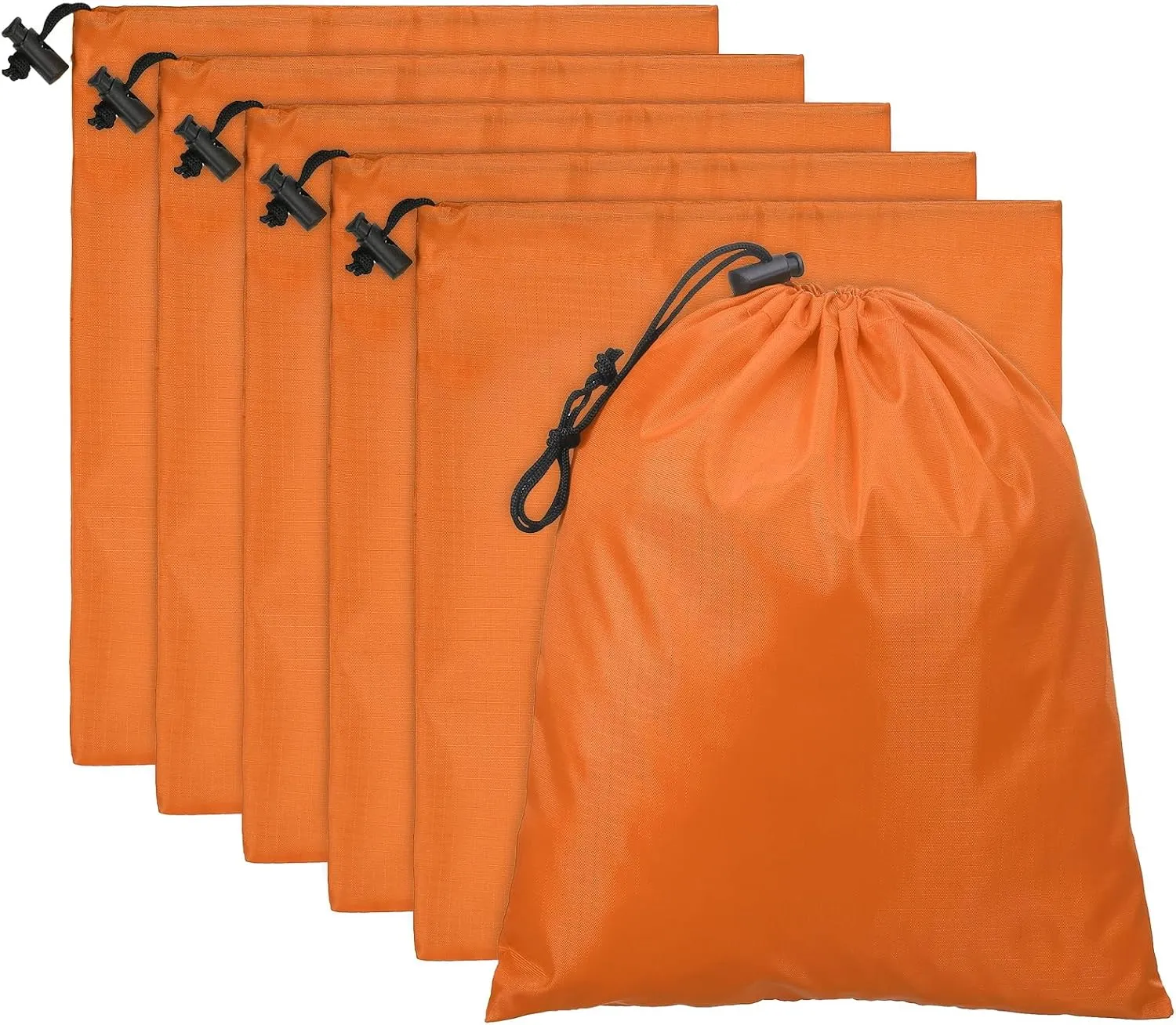 PATIKIL Travel Storage Bags with Toggle 14 x 16 Inch, 6 Pack Waterproof 210D Polyester Drawstring Bag Stuff Sack Cinch Bag for Gym Traveling Hiking Yoga Shoes Organizer, Orange