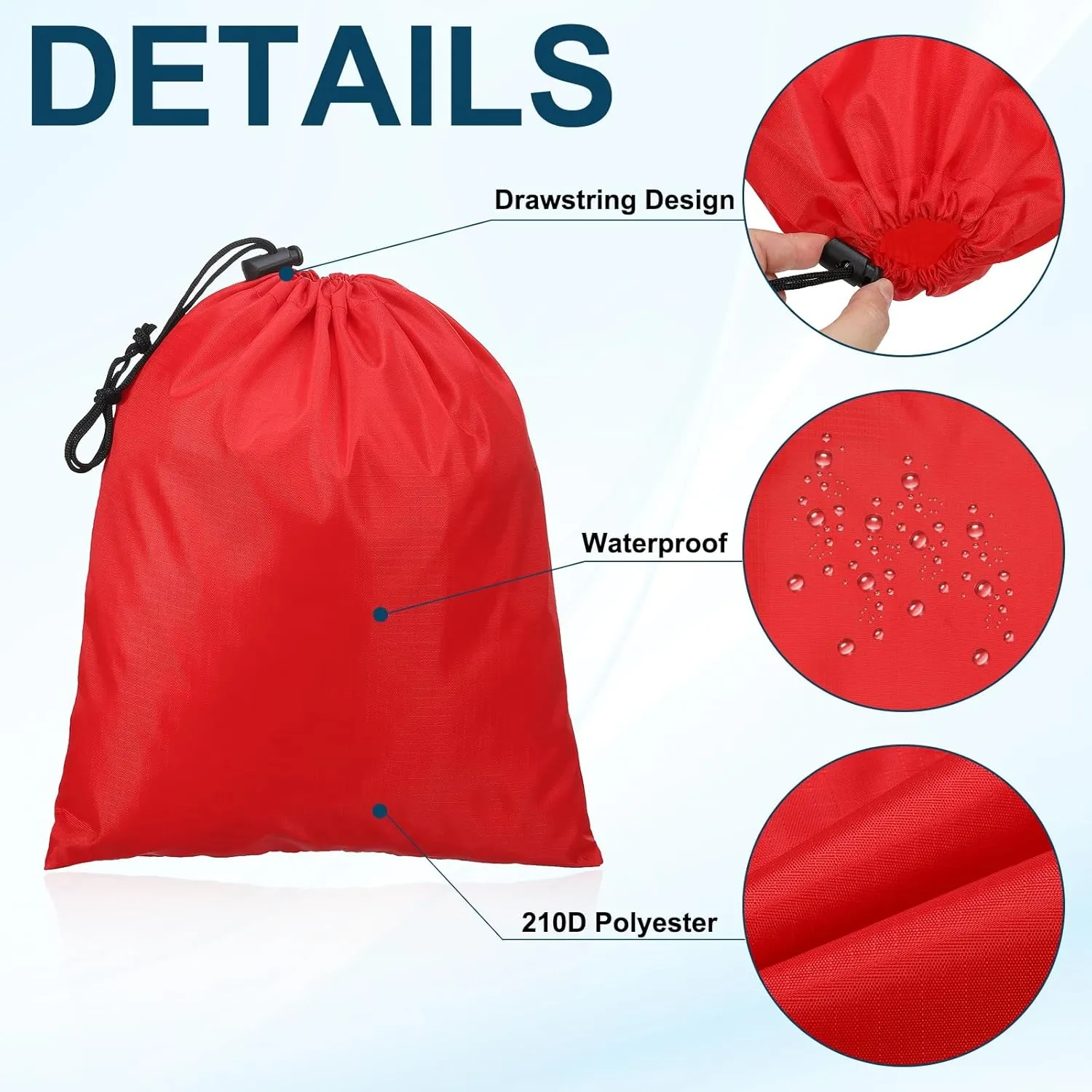 PATIKIL Travel Storage Bags with Toggle 14 x 16 Inch, 6 Pack Waterproof 210D Polyester Drawstring Bag Stuff Sack Cinch Bag for Gym Traveling Hiking Yoga Shoes Organizer, Red