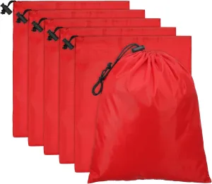 PATIKIL Travel Storage Bags with Toggle 14 x 16 Inch, 6 Pack Waterproof 210D Polyester Drawstring Bag Stuff Sack Cinch Bag for Gym Traveling Hiking Yoga Shoes Organizer, Red