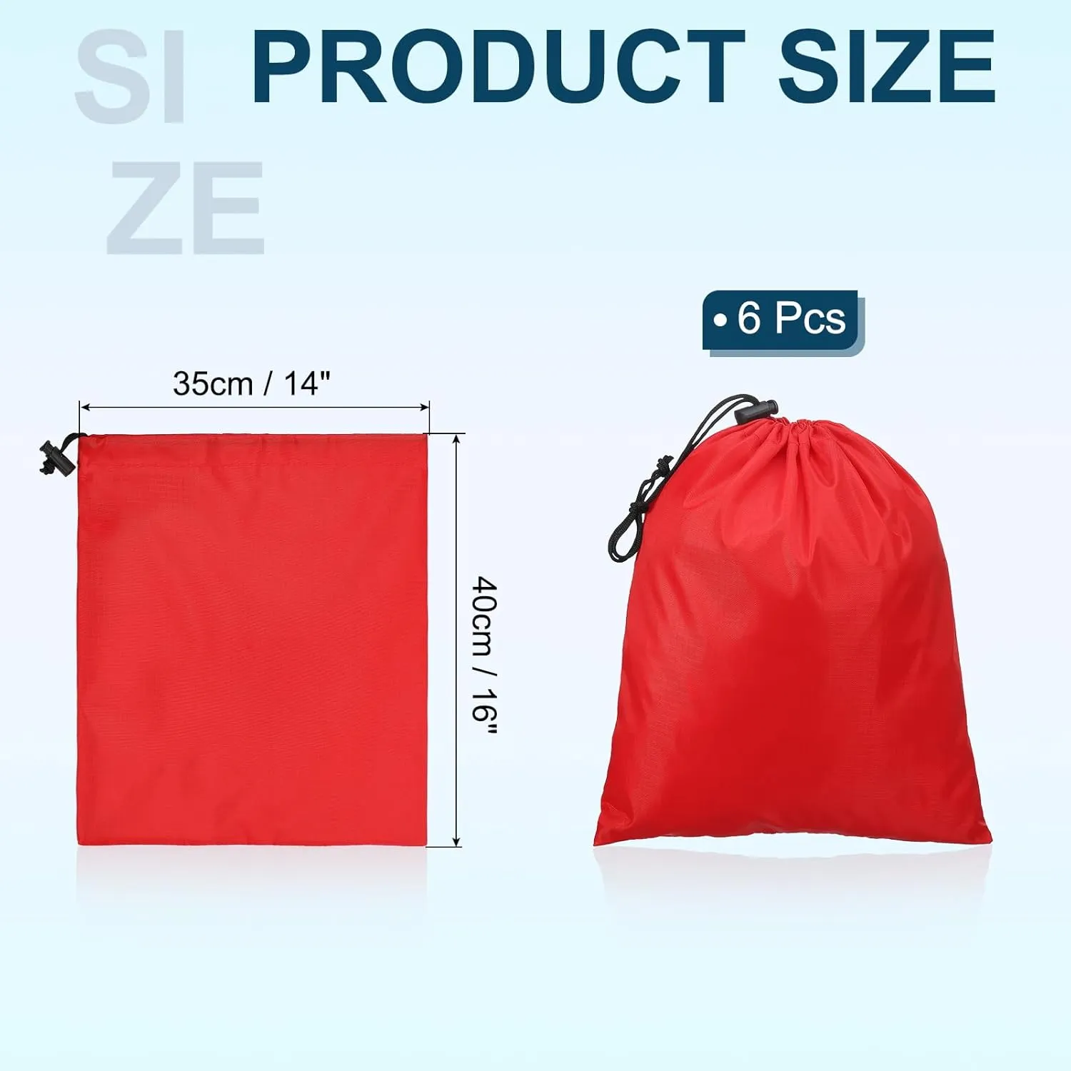 PATIKIL Travel Storage Bags with Toggle 14 x 16 Inch, 6 Pack Waterproof 210D Polyester Drawstring Bag Stuff Sack Cinch Bag for Gym Traveling Hiking Yoga Shoes Organizer, Red