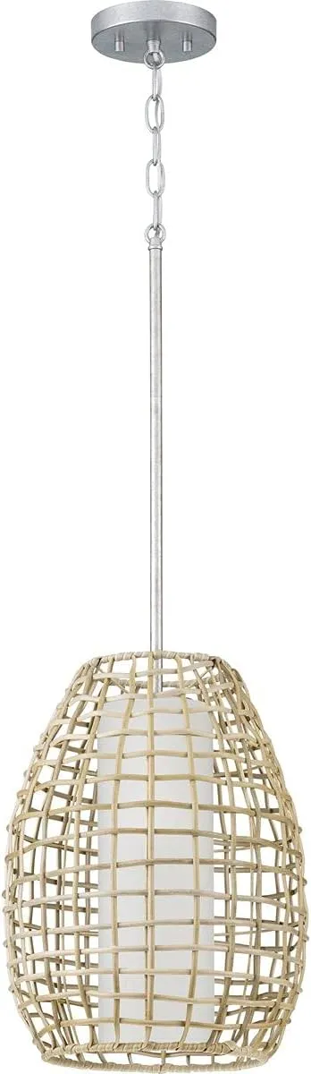 Pawley Collection 1-Light Natural Rattan Coastal Outdoor Hanging Pendant Light