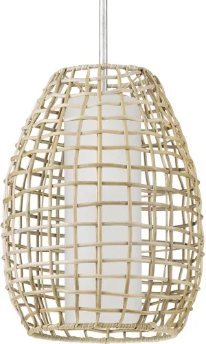 Pawley Collection 1-Light Natural Rattan Coastal Outdoor Hanging Pendant Light