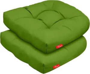 Pcinfuns Outdoor Wicker Cushion Set 19 x 19 x 5 Inch Seat Patio Cushions Round Corner Chair Pads Premium Comfortable Thick Fiber Fill Tufted Cushion,2 Pack,Grass Green
