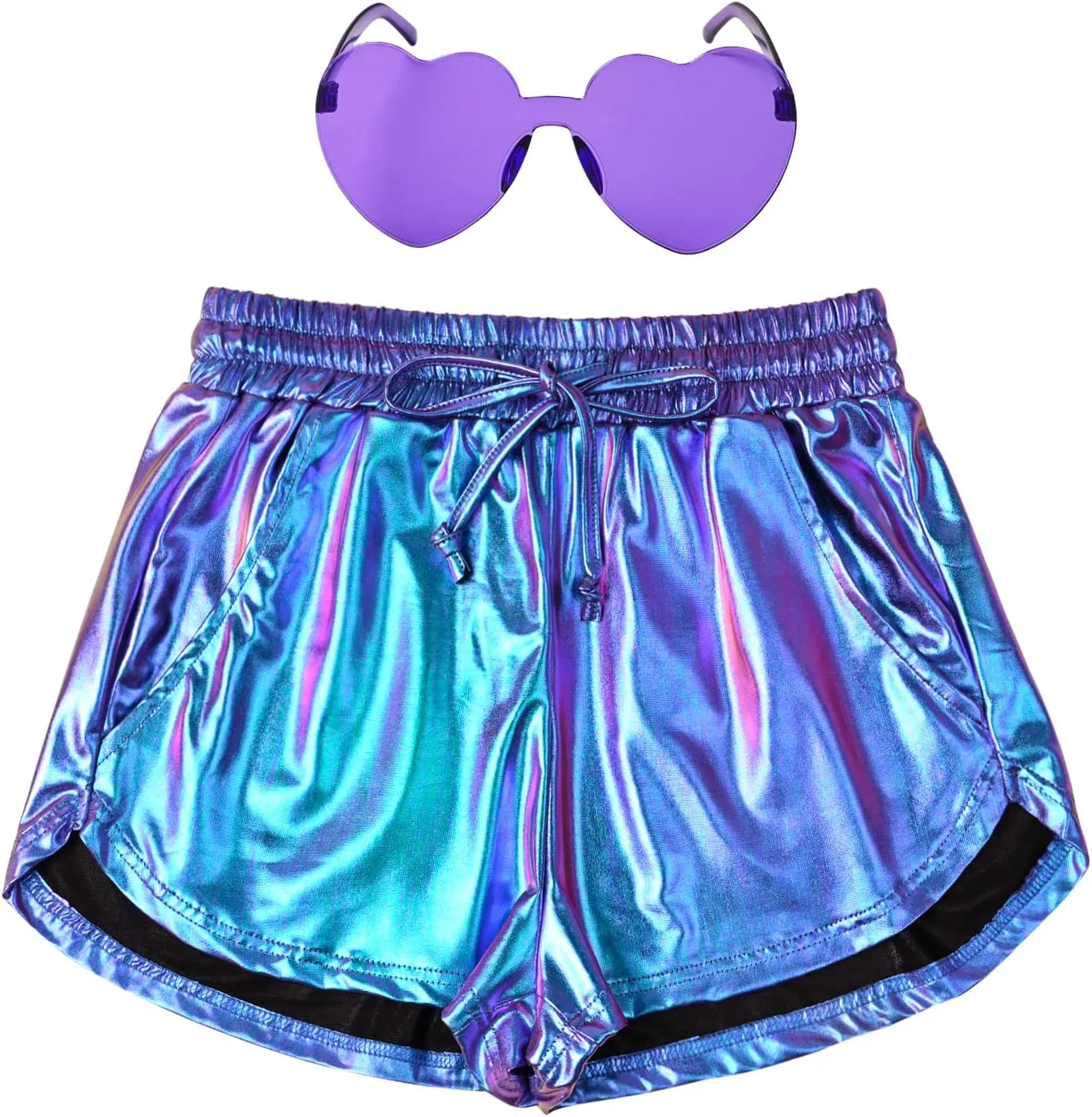 Perfashion Women's Metallic Shorts Summer Sparkly Hot Outfit Shiny Short Pants
