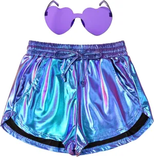 Perfashion Women's Metallic Shorts Summer Sparkly Hot Outfit Shiny Short Pants