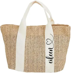 Personalized Beach Bag Custom Tote Bag For Women Burlap Bags With Your Name For Bridesmaid Gifts Bag Handmade Bag For Holiday Travel Bridal Party Personalized Gifts For Her Name Jute Tote Bag