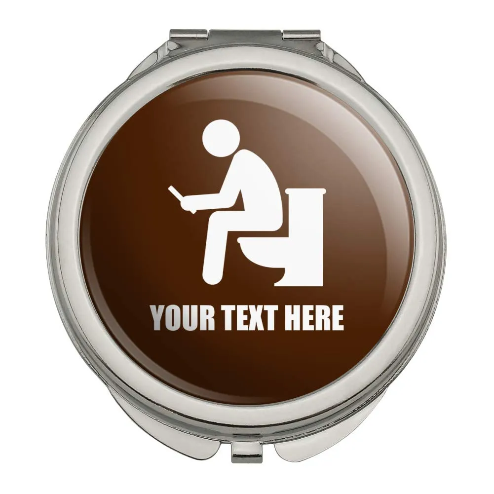 Personalized Custom 1 Line Man Pooping on Toilet Funny Compact Travel Purse Handbag Makeup Mirror