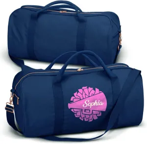 Personalized Duffle Bag with Name for Cheerleader, Personalized Weekender Duffle, Custom Carry On Tote Bags for Cheer Uniform, Travel Essentials Cheerleader Gifts Overnight Luggage Bag- Navy
