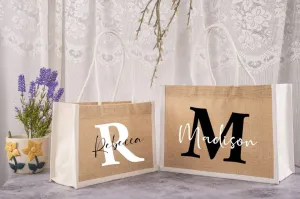 Personalized Name Jute Tote Bags