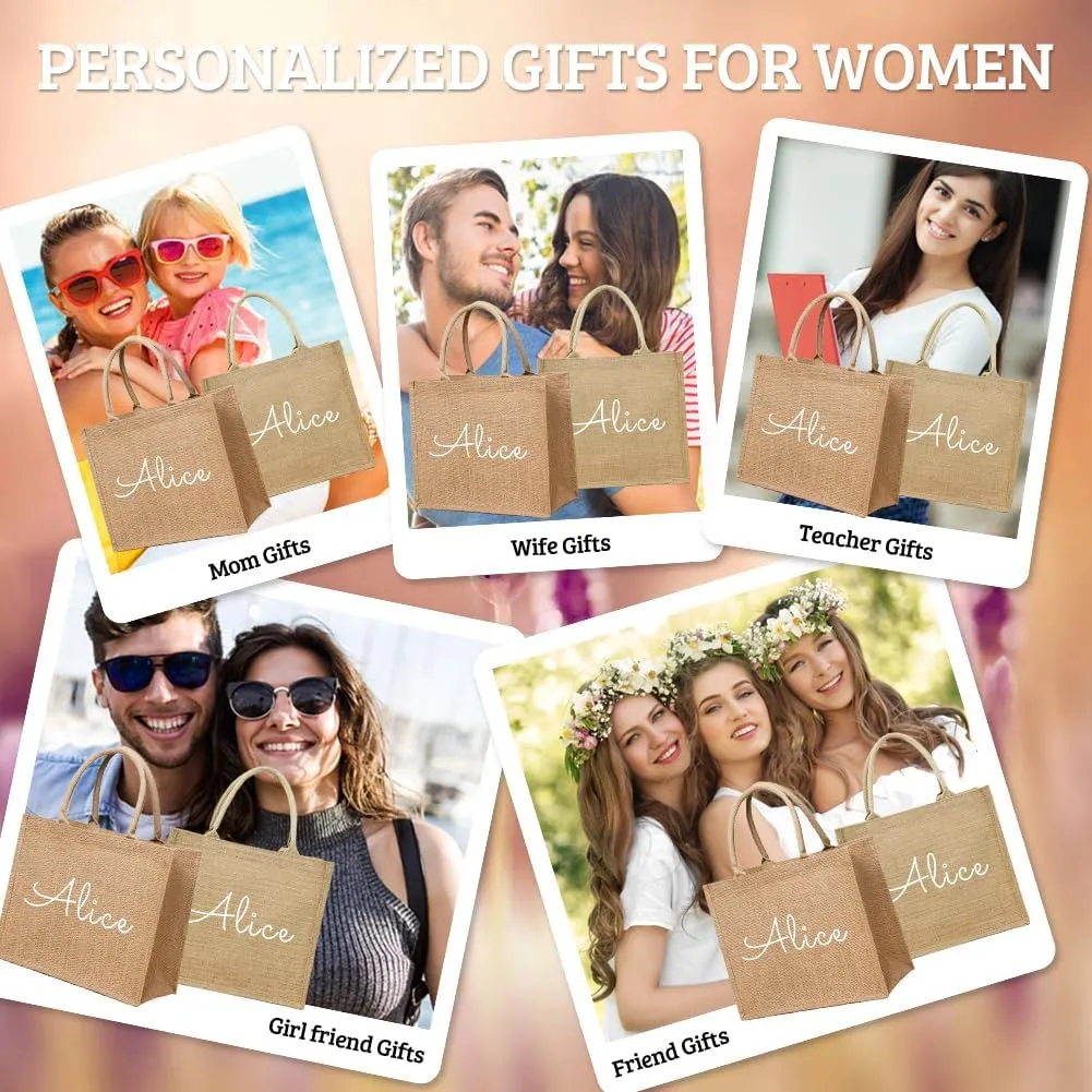 Personalized Tote Bags for Women with Reusable with Handles for Wedding Travel Beach is Gifts for Mom Friends