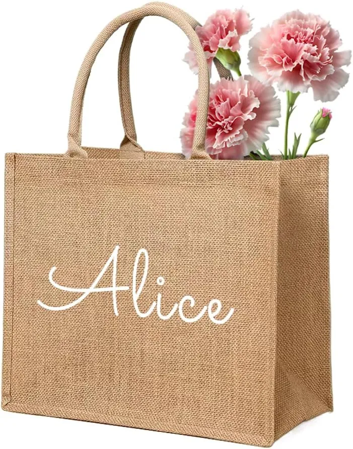 Personalized Tote Bags for Women with Reusable with Handles for Wedding Travel Beach is Gifts for Mom Friends