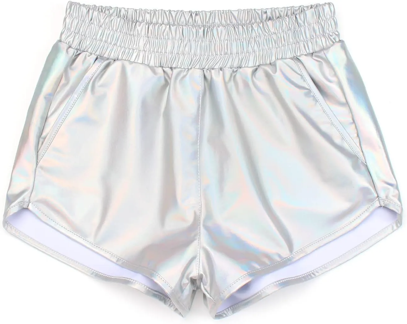 PESION Women's Metallic Shiny Shorts Sparkly Rave Hot Short Pants