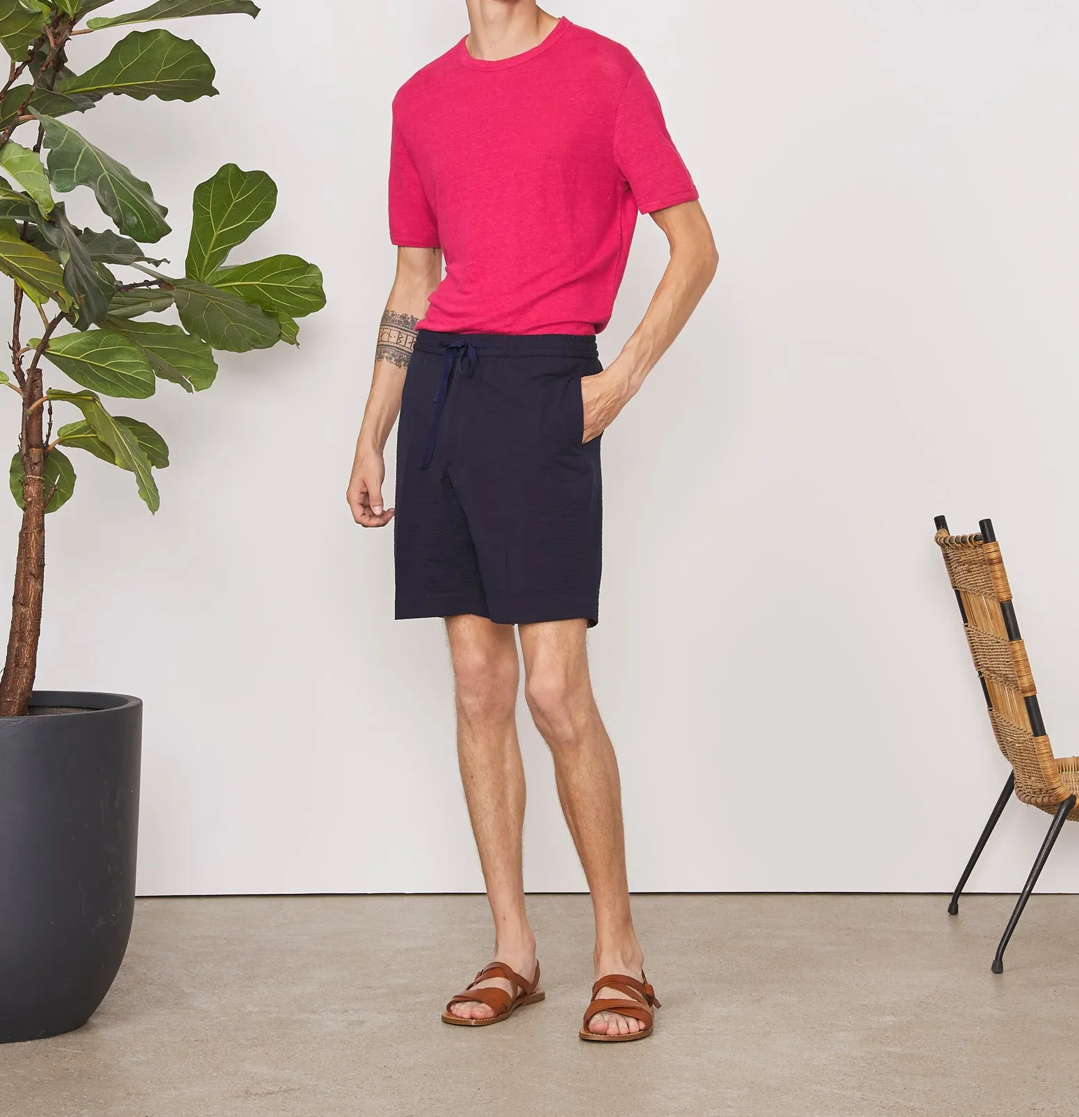 Phil Seersucker Cotton Shorts