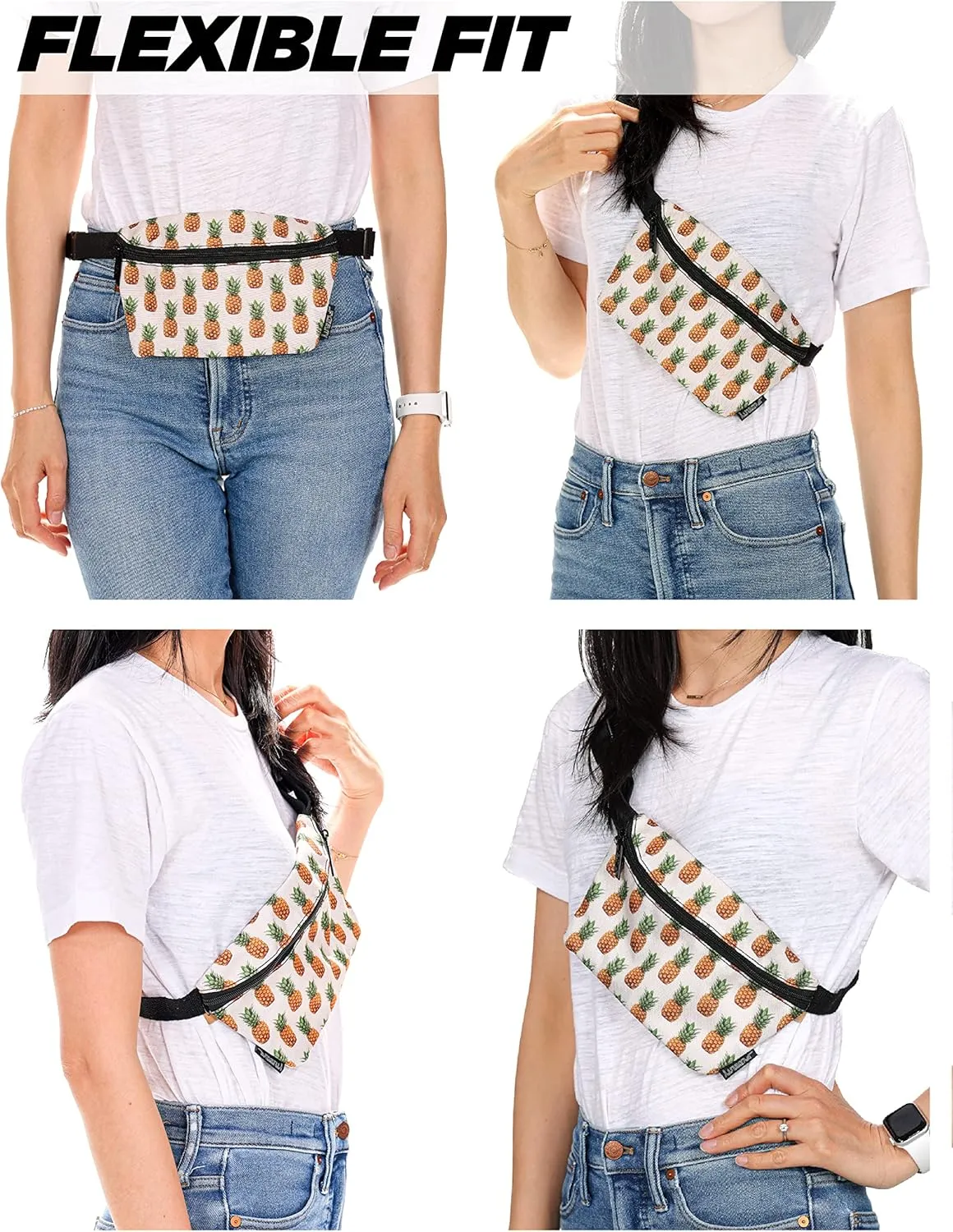 Pineapple Fanny Pack - Cute Festival Bag, Small Crossbody Bags for Women & Men, Fashionable Concert Rave Belt Waist 90s