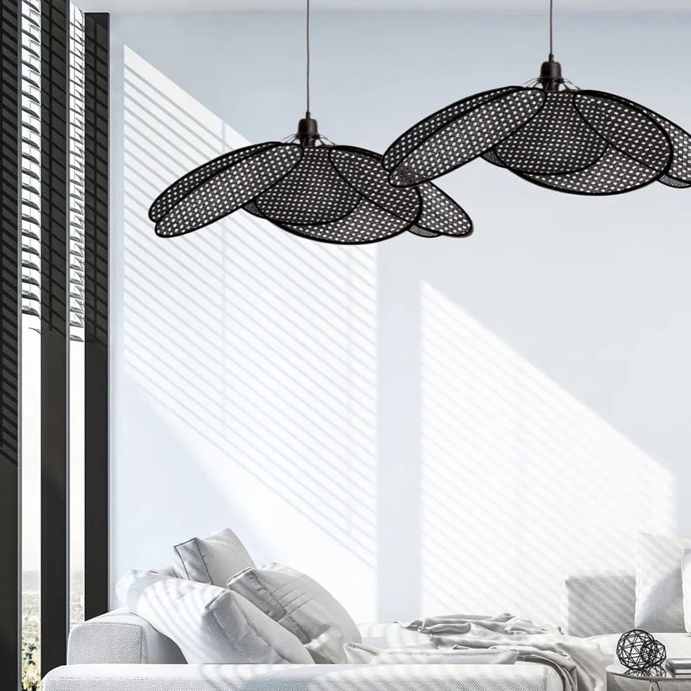 Plantation Rattan Pendant Light Black