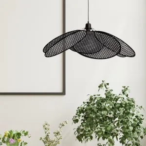 Plantation Rattan Pendant Light Black