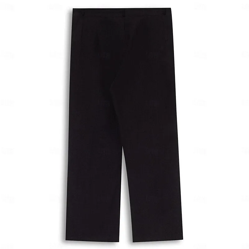 Pleated Drawstring Straight-Leg Beach Pants