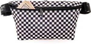 Plus Size Checkered Fanny Packs for Women – Large Black and White Checkered Crossbody Bags for Women | USE: 90s Rave Checkered Belt Bag, 80s Festival Fanny Pack, Mens Travel Waist or Bum Bag
