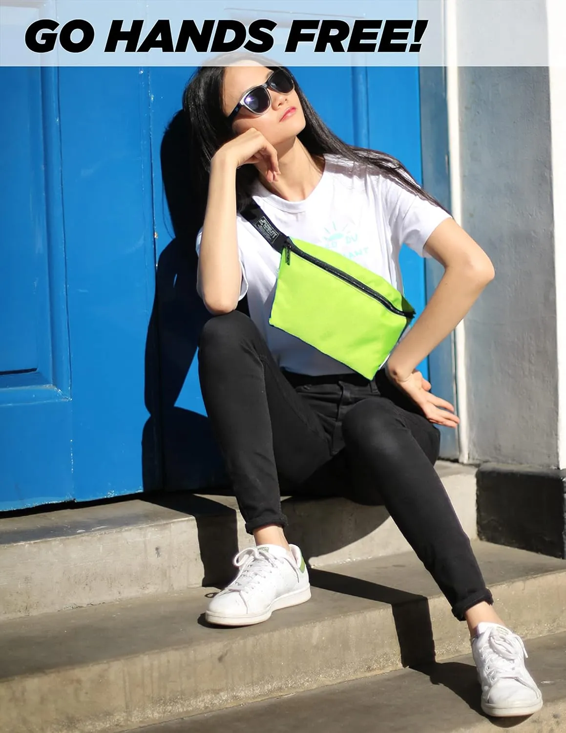 Plus Size Fanny Packs for Women – 80s/90s Large Bum Bag – Unisex Crossbody Waist Belt Bag for Travel, Festivals, Sports & Daily Use – Waist Belt Bag for Women | Daily Neon Green