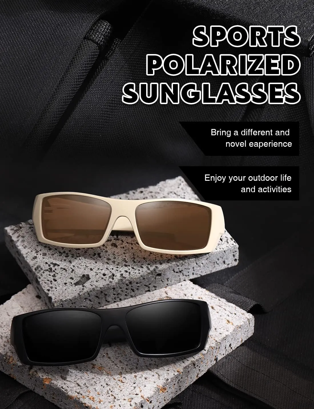 Polarized Sunglasses Men Womens Trendy Retro Sports Rectangular Wrap Around Vintage Shot Shield