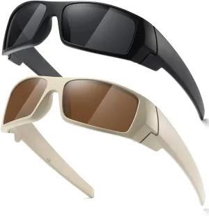 Polarized Sunglasses Men Womens Trendy Retro Sports Rectangular Wrap Around Vintage Shot Shield
