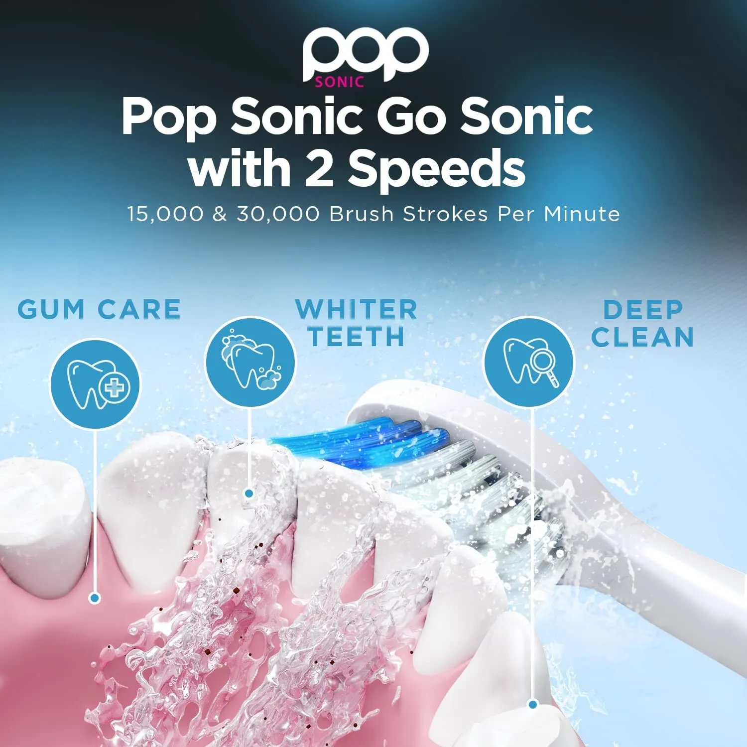 Pop Sonic Electric Toothbrush (Metallic Rose) - Travel Toothbrushes w/AAA Battery | Kids Electric Toothbrushes with 2 Speed & 15,000-30,000 Strokes/Minute, Dupont Nylon Bristles