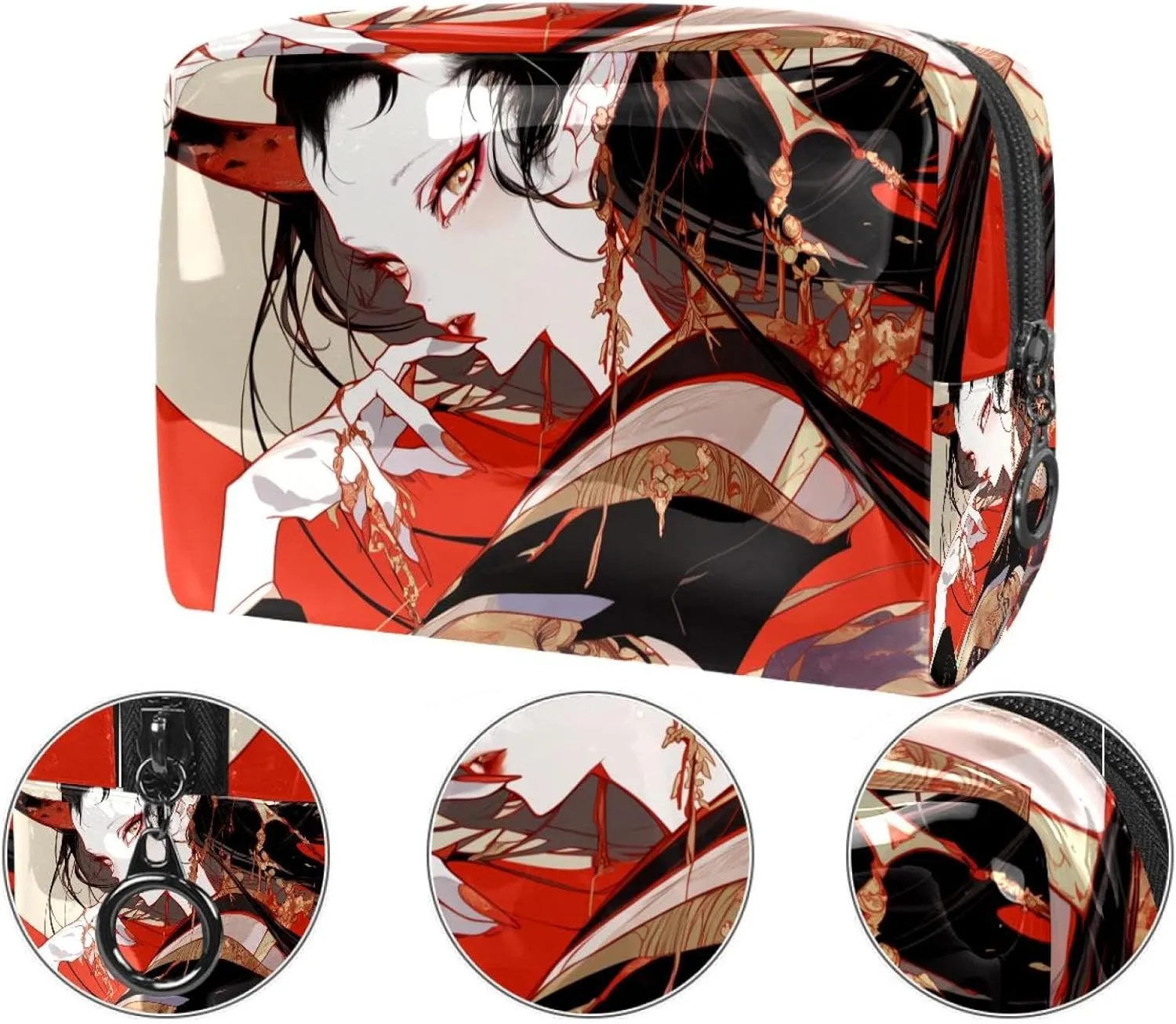 Portable Cosmetic Bag Japanese Woman Travel Makeup Case Organizer For Women Girls Toiletry Bag 7.3x3x5.1in