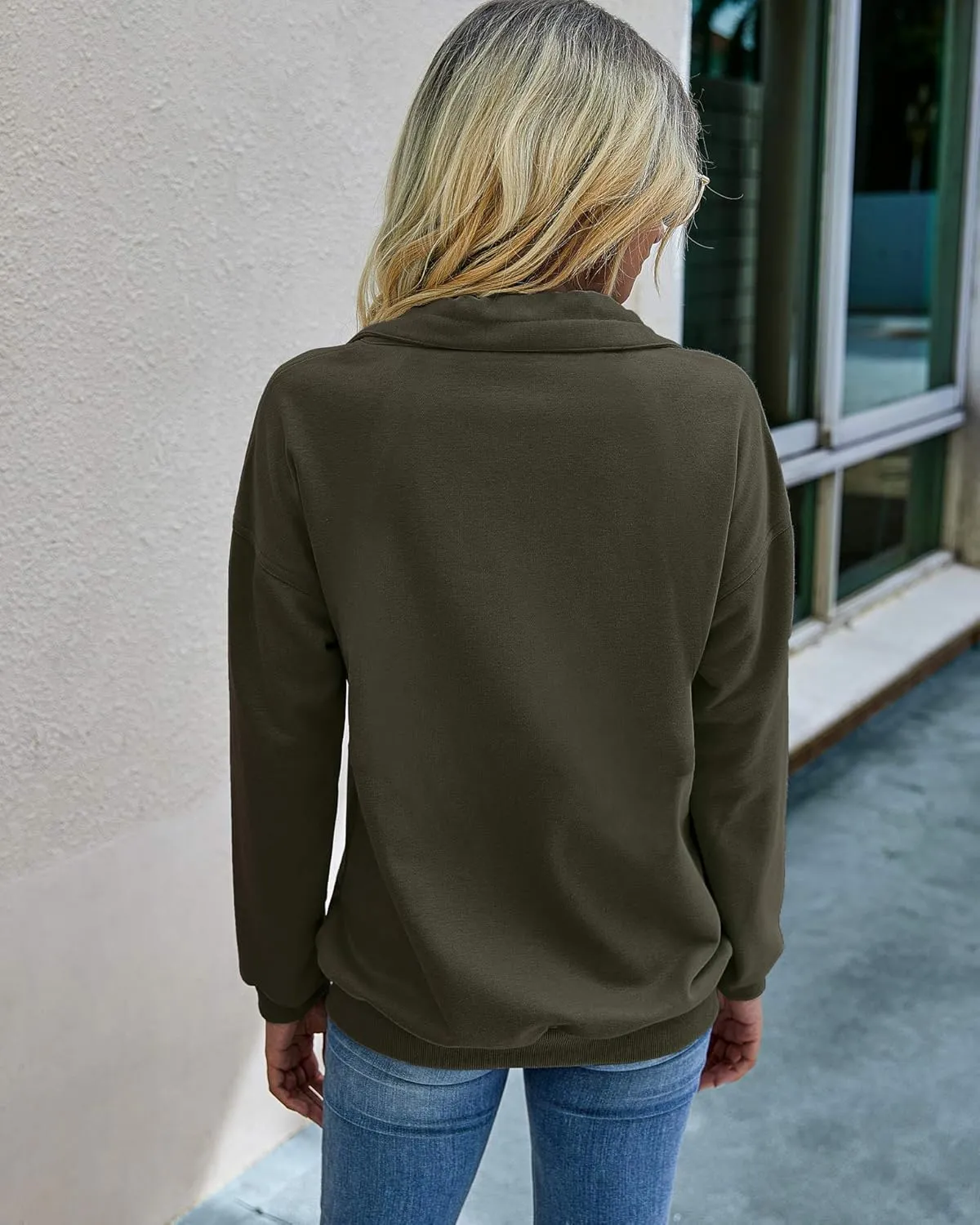 PRETTYGARDEN Women's Casual Long Sleeve Lapel Zipper Sweatshirt Drawstring Loose Pullover Tops