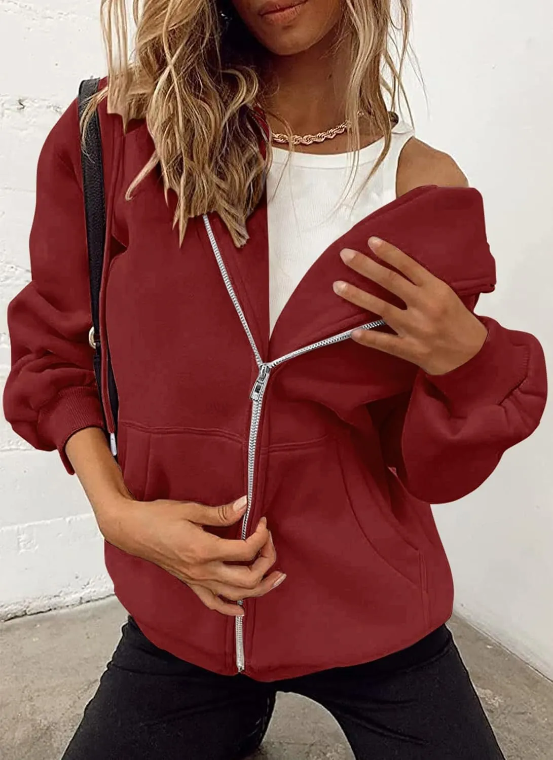 PRETTYGARDEN Women's Zip Up Y2K Hoodies Casual Long Sleeve Track Jackets with Pockets
