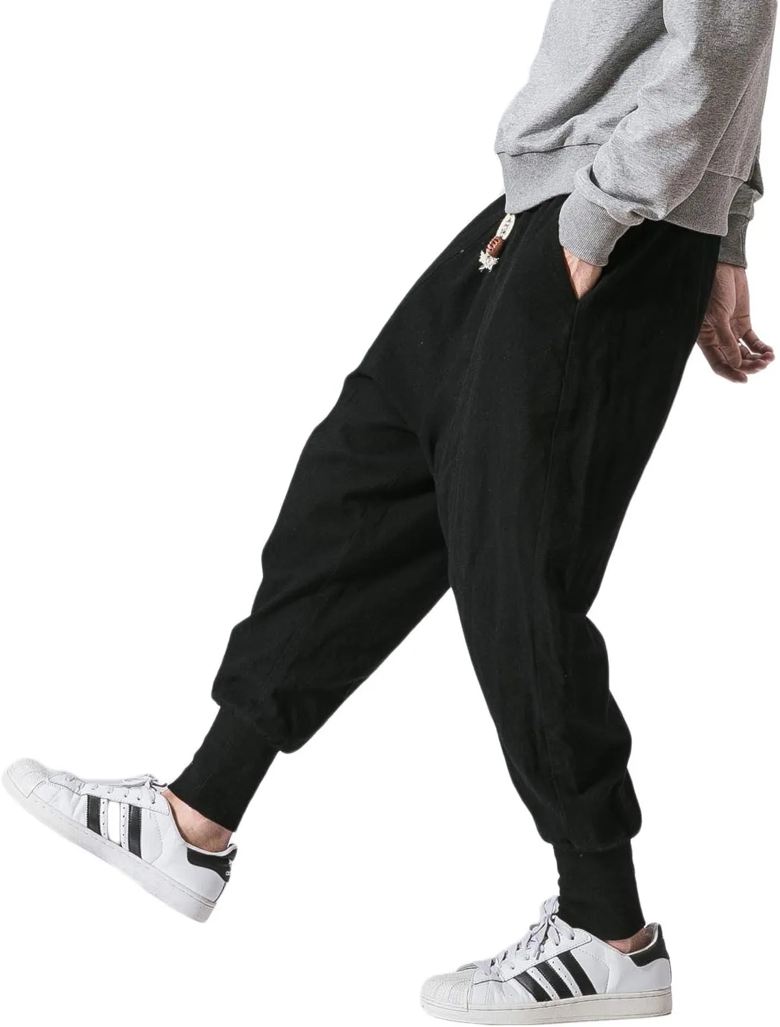 PRIJOUHE Men's Joggers, Sweatpants, Low Crotch Sweats Slim Fit Trousers Harem Hip Hop Pants
