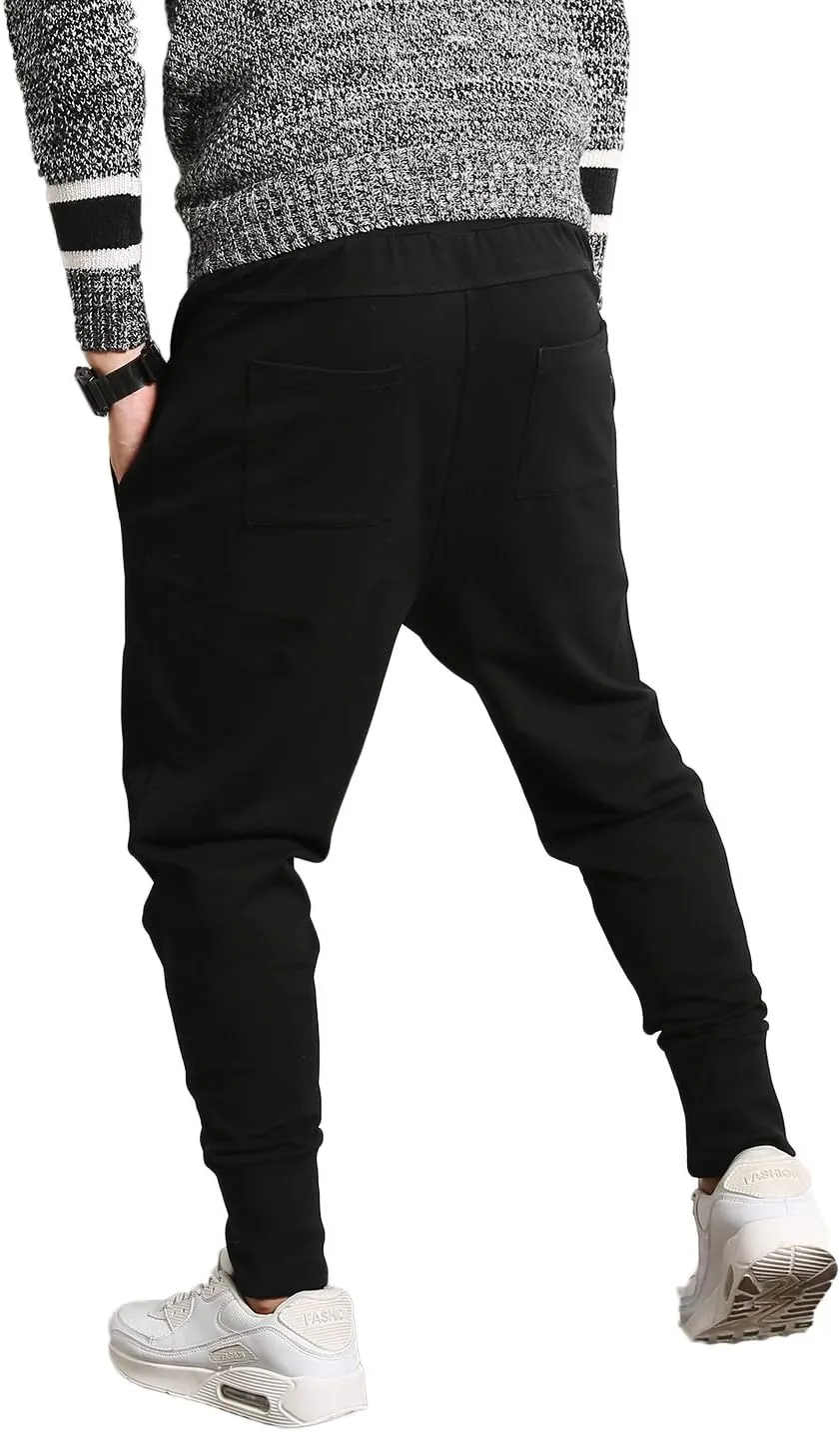 PRIJOUHE Men's Joggers, Sweatpants, Low Crotch Sweats Slim Fit Trousers Harem Hip Hop Pants