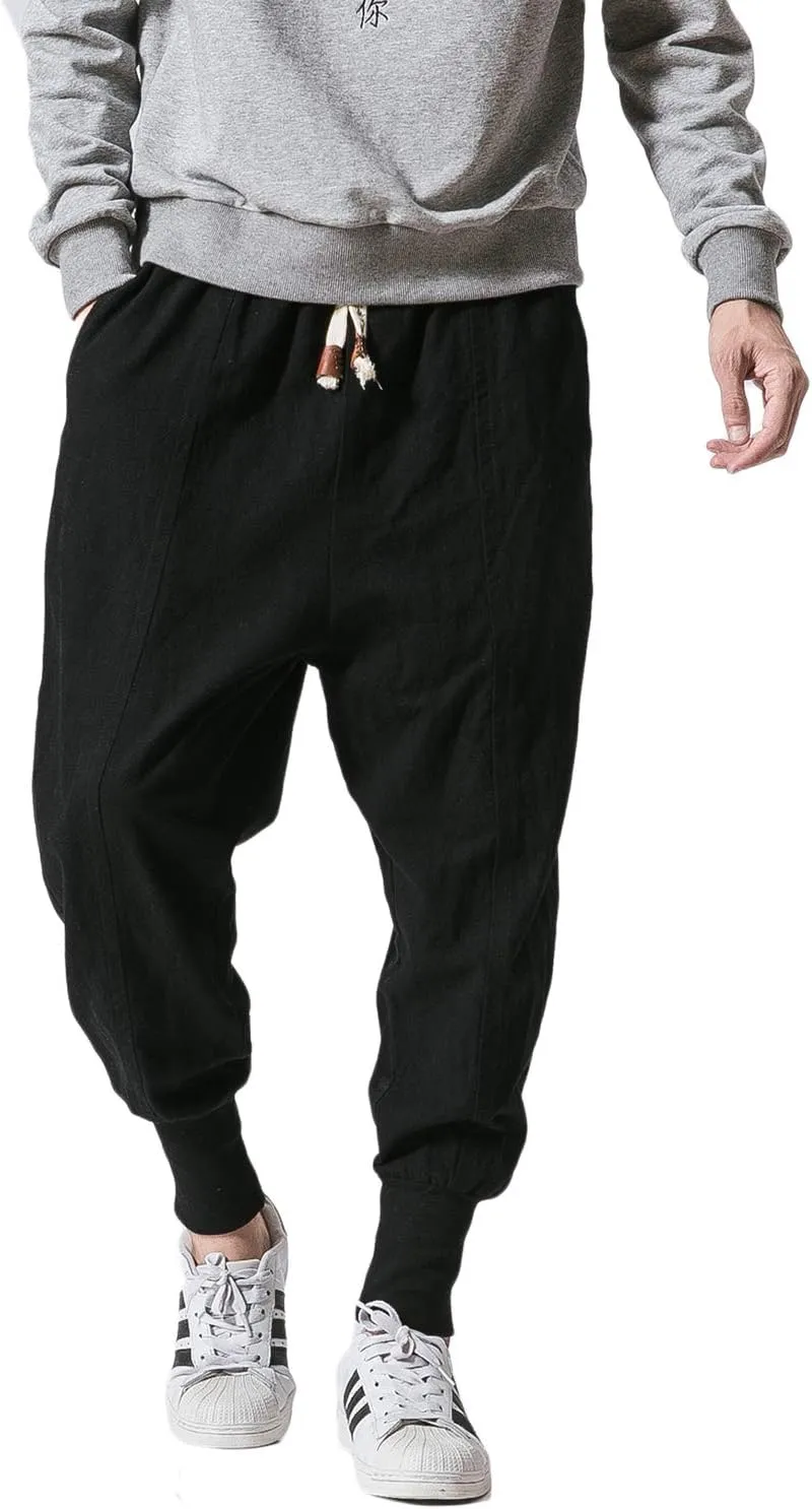 PRIJOUHE Men's Joggers, Sweatpants, Low Crotch Sweats Slim Fit Trousers Harem Hip Hop Pants