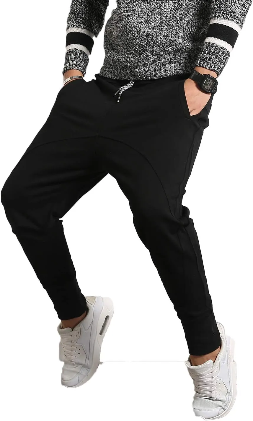 PRIJOUHE Men's Joggers, Sweatpants, Low Crotch Sweats Slim Fit Trousers Harem Hip Hop Pants