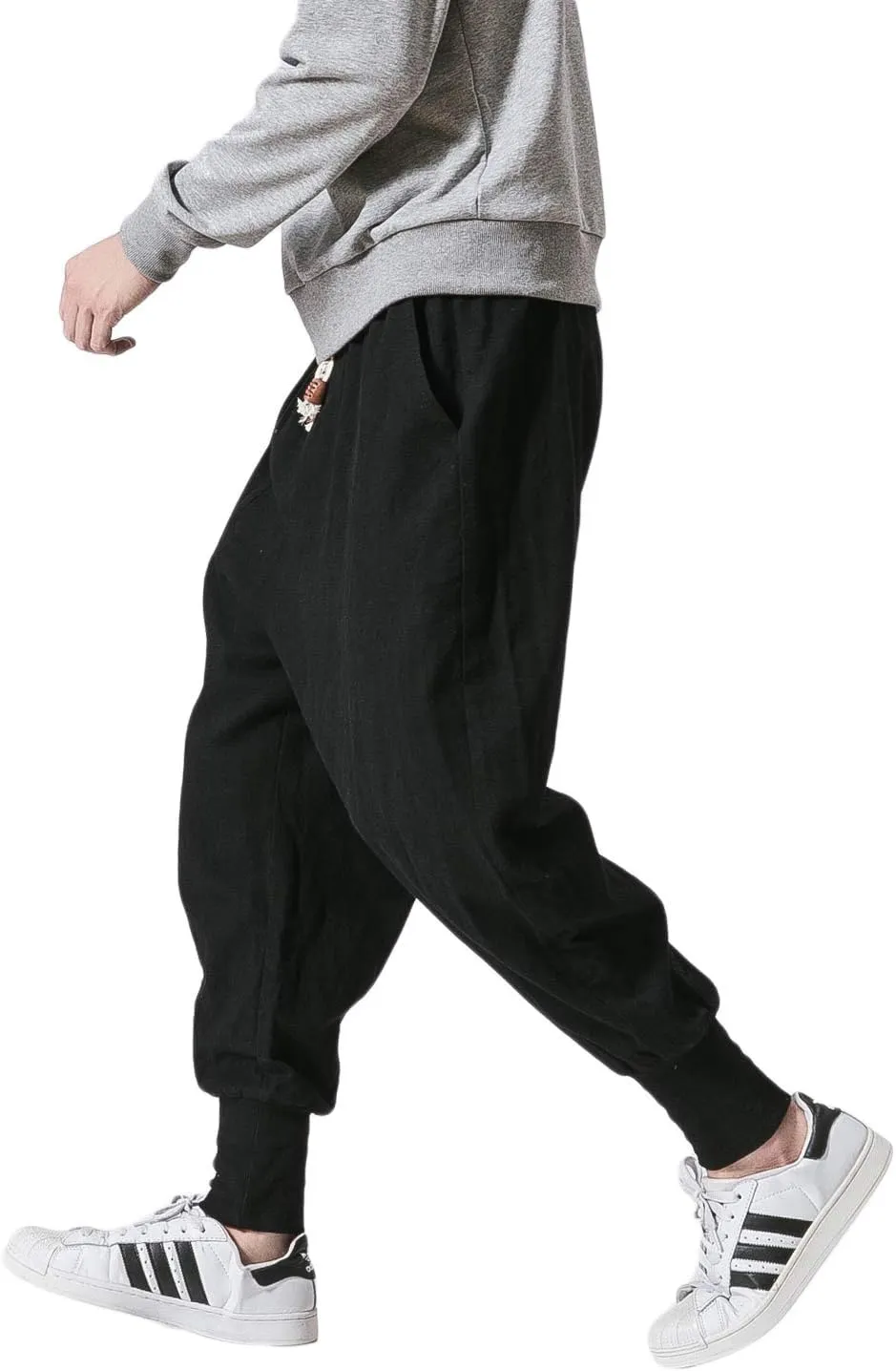 PRIJOUHE Men's Joggers, Sweatpants, Low Crotch Sweats Slim Fit Trousers Harem Hip Hop Pants