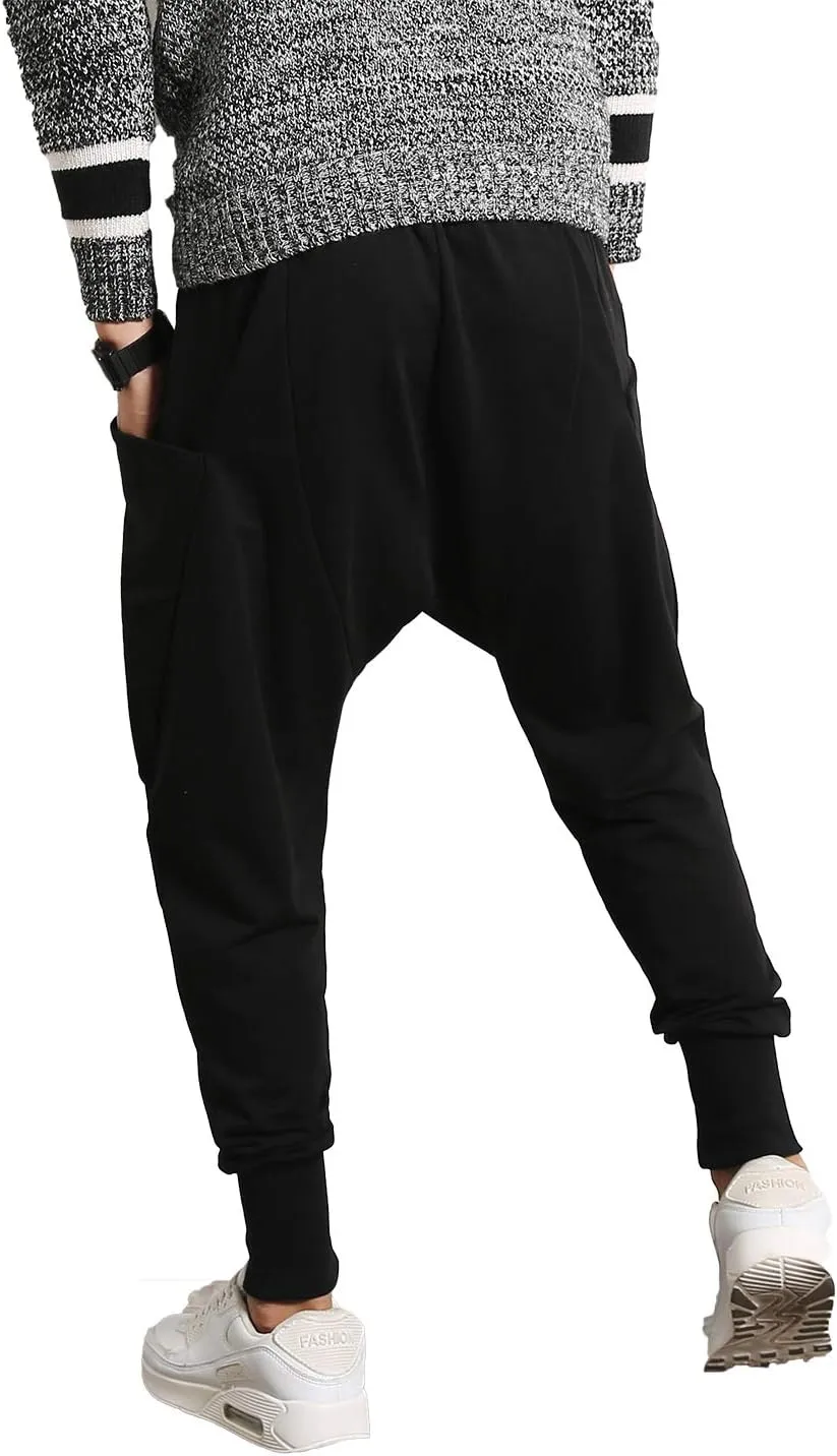 PRIJOUHE Men's Joggers, Sweatpants, Low Crotch Sweats Slim Fit Trousers Harem Hip Hop Pants