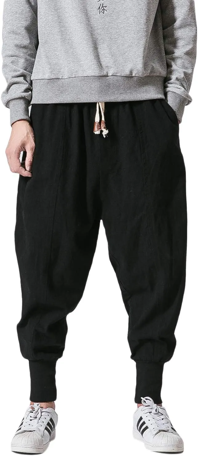 PRIJOUHE Men's Joggers, Sweatpants, Low Crotch Sweats Slim Fit Trousers Harem Hip Hop Pants