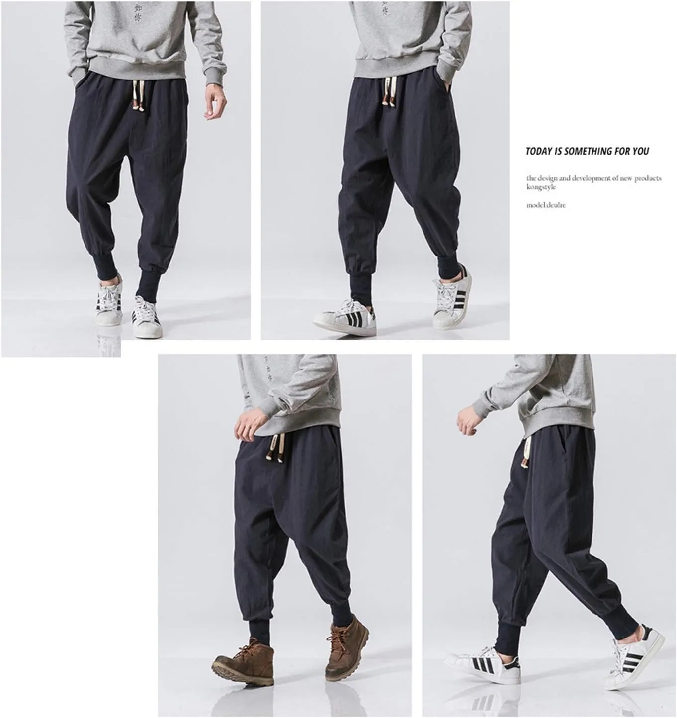 PRIJOUHE Men's Joggers, Sweatpants, Low Crotch Sweats Slim Fit Trousers Harem Hip Hop Pants