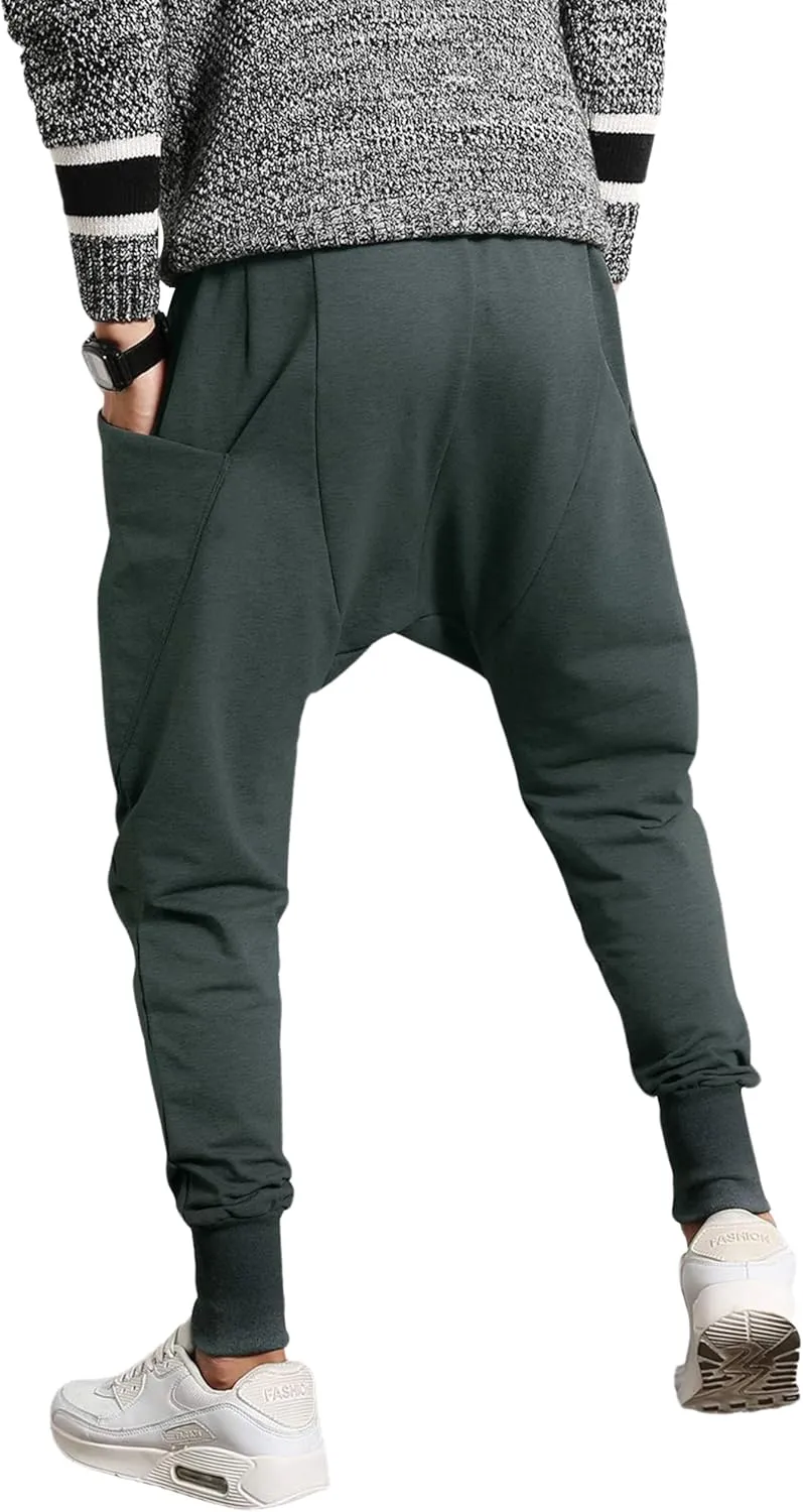 PRIJOUHE Men's Joggers, Sweatpants, Low Crotch Sweats Slim Fit Trousers Harem Hip Hop Pants