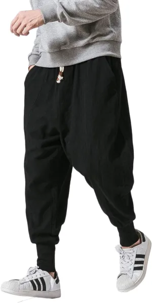 PRIJOUHE Men's Joggers, Sweatpants, Low Crotch Sweats Slim Fit Trousers Harem Hip Hop Pants