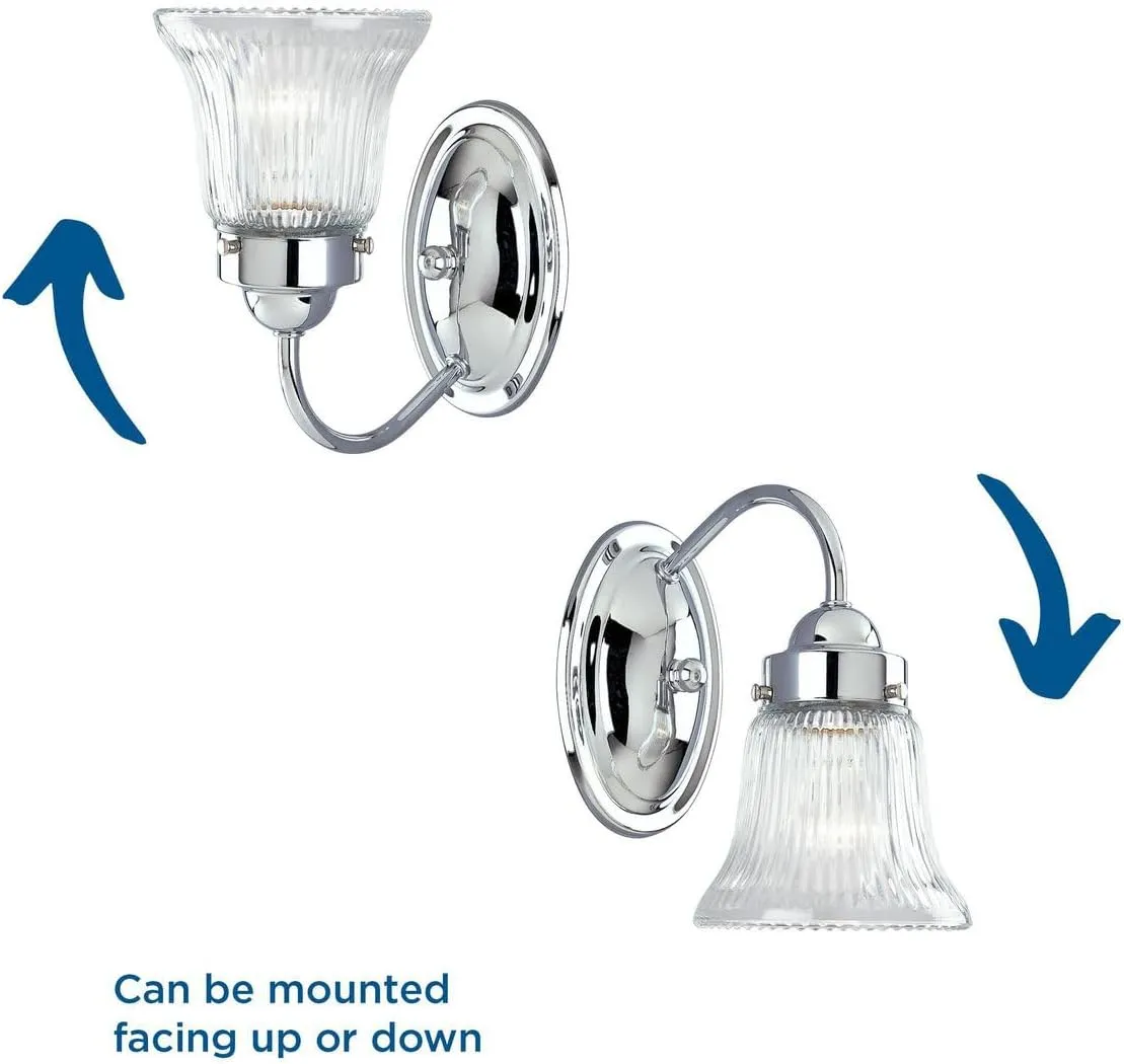 Progress Lighting P3287-15 Economy Fluted Glass Bath & Vanity, 5-1/4-Inch Width x 9-Inch Height, Chrome