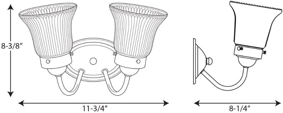 Progress Lighting P3288-09 Economy Fluted Glass Bath & Vanity, 11-3/4-Inch Width x 8-3/4-Inch Height, Nickel