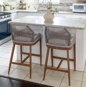 PURPLE LEAF Bar Stools Bar Height Set of 2 Outdoor Barstools with Back Modern Patio Bar Chairs