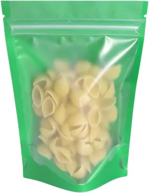 QQ Studio Pack of 100 Translucent Front Matte Green Poly Plastic Zip Seal Bags (8.4oz (6" x 9"), Green Stand-Up Pouch | 100 Bags)