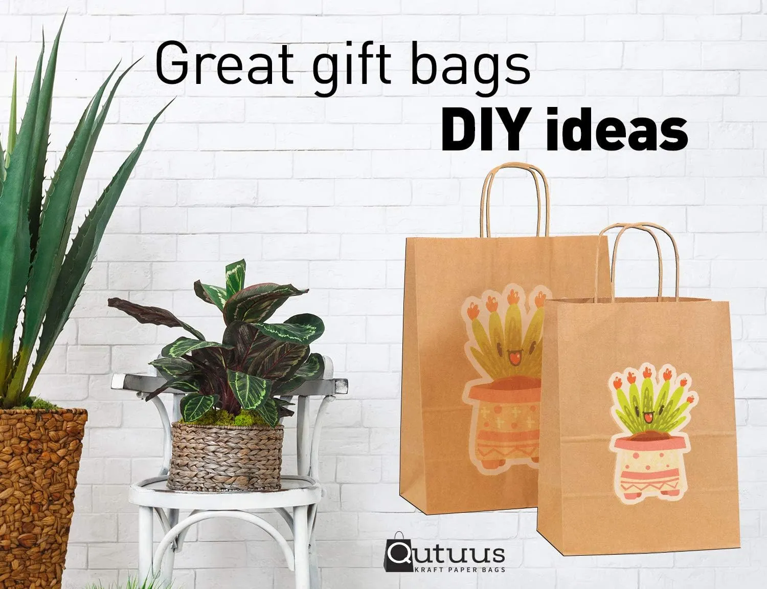 QUTUUS Brown Paper Bags with Handles Bulk 8x4.75x10.5 100 pcs Brown Paper Gift Bags Bulk, Kraft Paper Bags, Kraft Bags, Shopping Bags, Party Bags, Retail Bags, Paper Bag