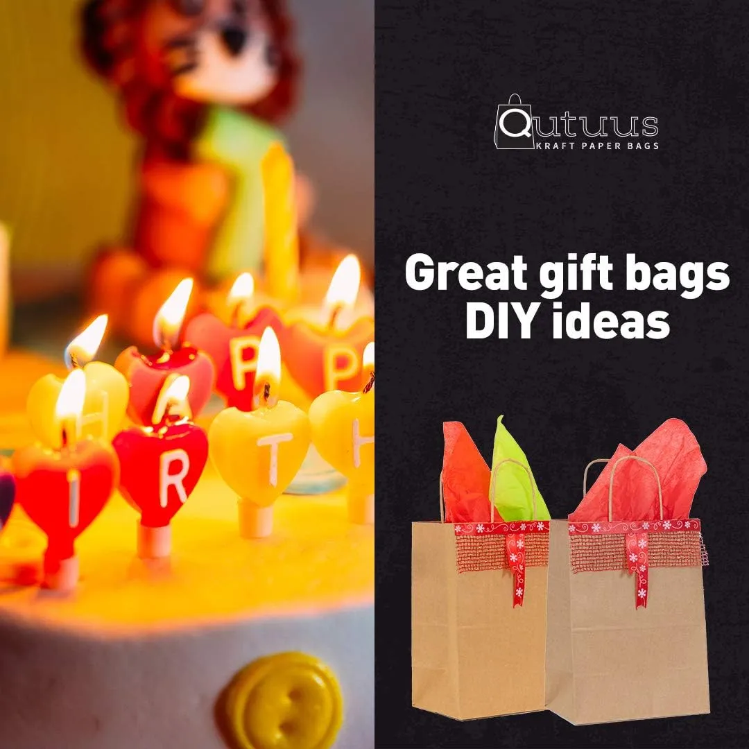 QUTUUS Brown Paper Bags with Handles Bulk 8x4.75x10.5 100 pcs Brown Paper Gift Bags Bulk, Kraft Paper Bags, Kraft Bags, Shopping Bags, Party Bags, Retail Bags, Paper Bag