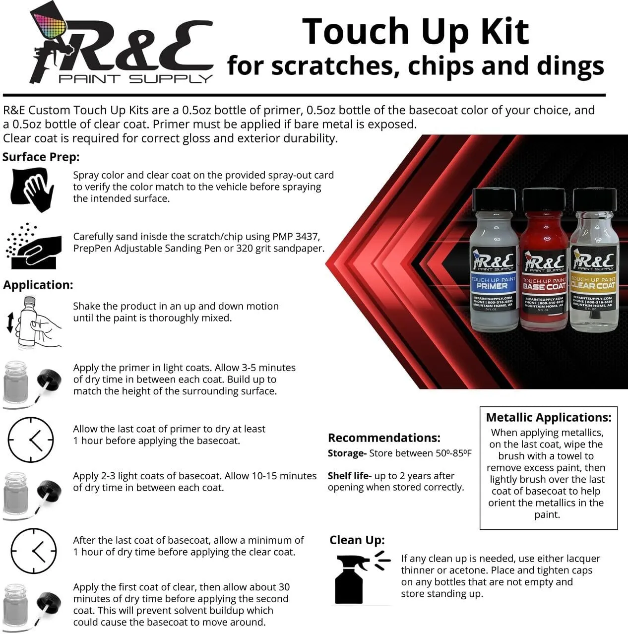 R&E Paint Supply Compatible with Ford LD, Medium Wedgewood Metallic Automotive Paint, Touch-Up Kit