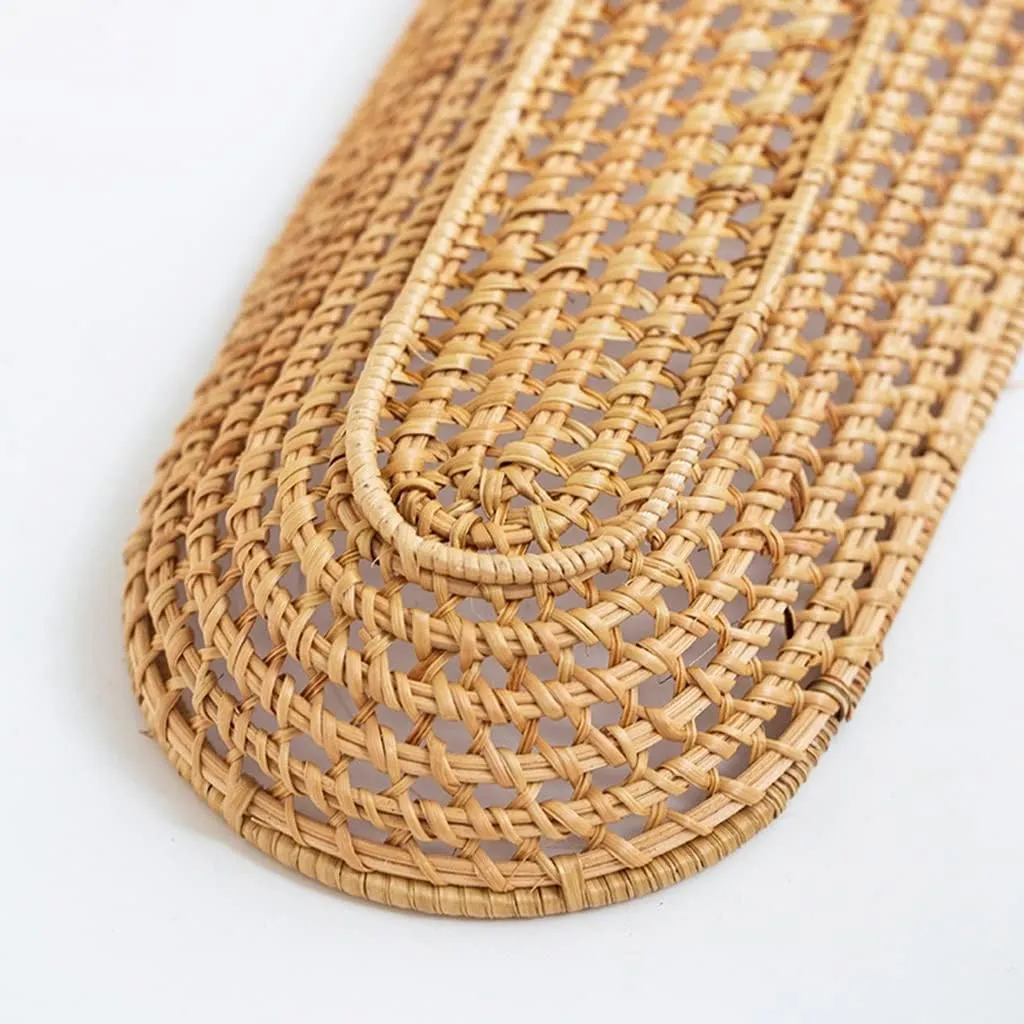 Rattan Bread Basket Breakfast Fruit Plate Home Kitchen Storage Tray(E,18 * 9.5cm)