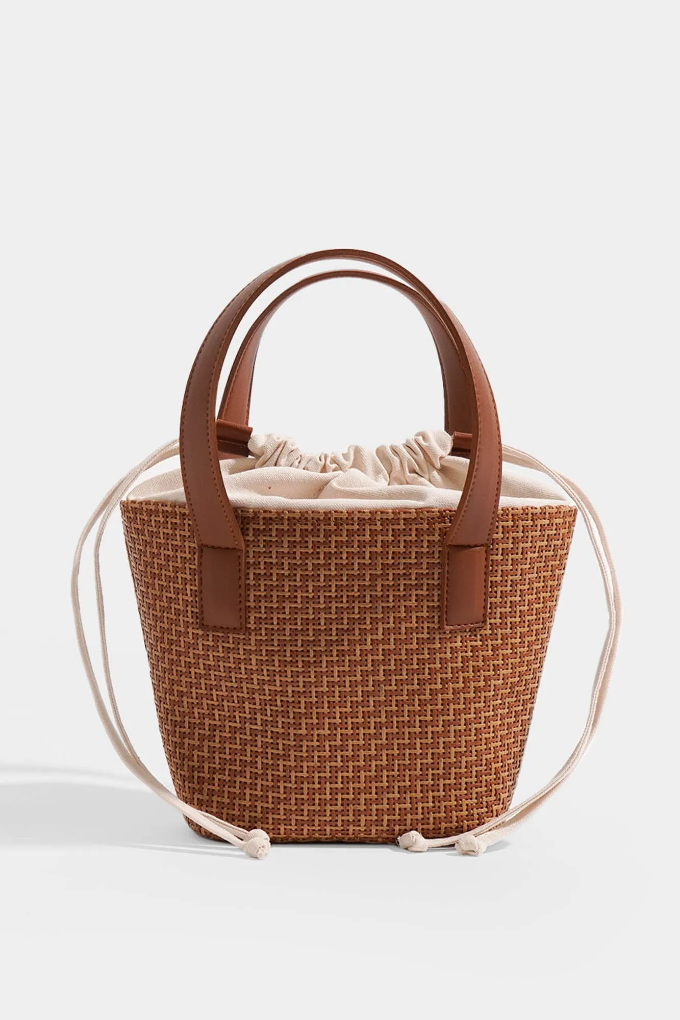 Rattan Drawstring Hand Bag