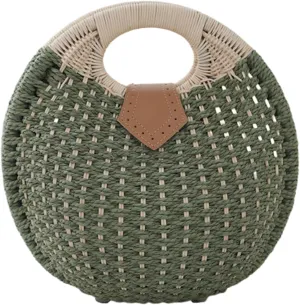 Rattan Handbags for women, Handwoven Straw Bag, Summer Beach Rattan Tote Bag, Round Handle Ring Purses, Retro Woven Shell Bag