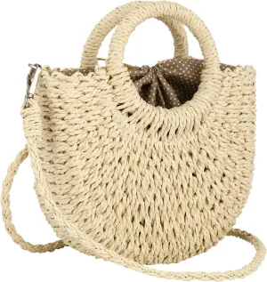 Rattan Handmade Straw Tote Handbag Beach Shoulder Bag Summer Beach Rattan Bag Straw Bag